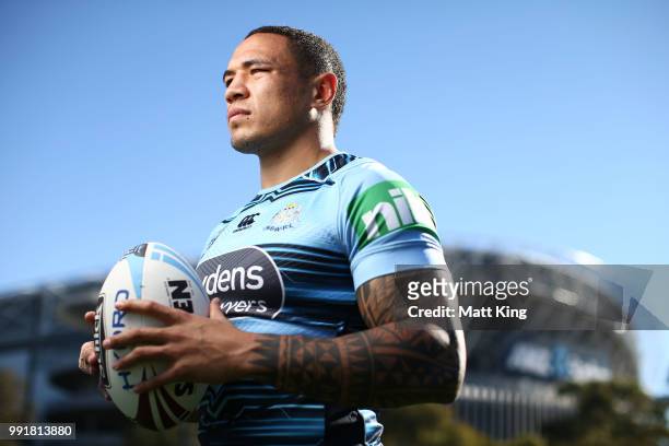 Tyson Frizell poses during a New South Wales Blues State of Origin training session at NSWRL Centre of Excellence Field on July 5, 2018 in Sydney,...