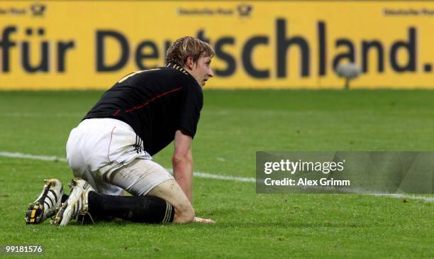 Stefan Kiessling of Germany reacts during the international friendly match between Germany and Malta at Tivoli stadium on May 13, 2010 in Aachen,...