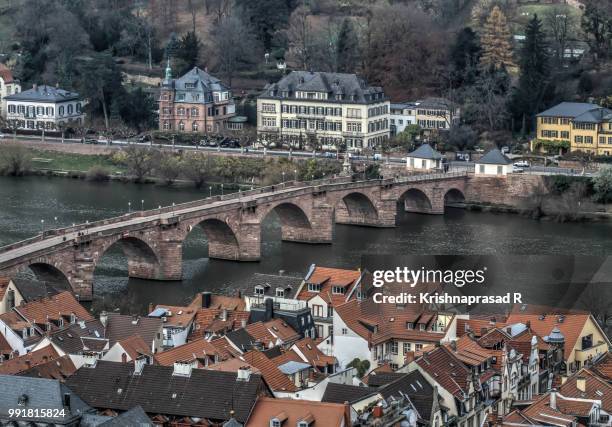 heidelberg altstadt from the castle - heidelberg castle stock pictures, royalty-free photos & images