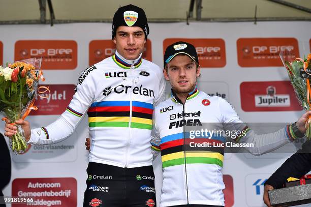 Maldegem Parkcross 2016, Podium, Wout Van Aert , Eli Iserbyt , Celebration Joie Vreugde, Tim De Waele