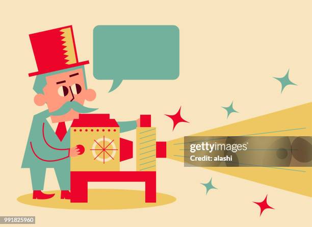 retro director (businessman) and film screening - creative director stock illustrations