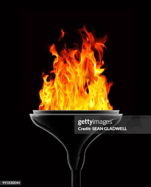flaming torch - fakkel stockfoto's en -beelden
