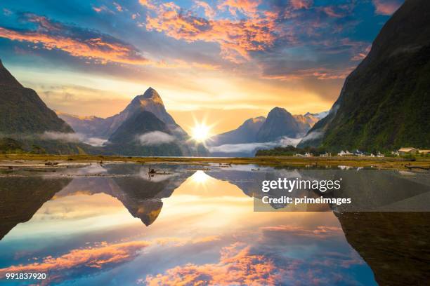 the milford sound fiord. fiordland national park, new zealand - fjord stock pictures, royalty-free photos & images