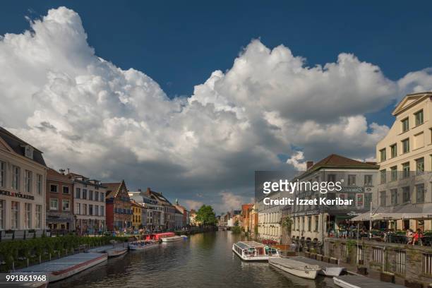view of ghent on a fair day, belgium - east flanders stock pictures, royalty-free photos & images