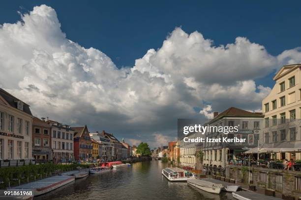 view of ghent on a fair day, belgium - östra flandern bildbanksfoton och bilder