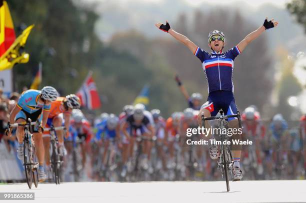 Road World Champ. 2011, Men Juniorsarrival, Pierre-Henri Lecuisinier Celebration Joie Vreugde, Martijn Degreve / Steven Lammertink / Rudersdal -...