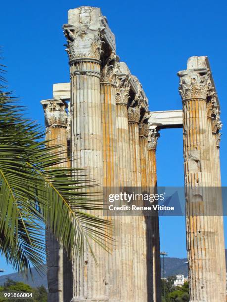 the temple of olympian zeus, athens, greece - temple of zeus stock pictures, royalty-free photos & images