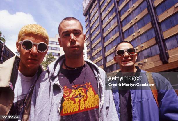 Mike D , MCA and Ad-Rock of the Beastie Boys, group portrait, London, 1993.
