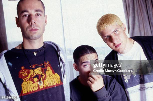 Ad-Rock and Mike D of the Beastie Boys, group portrait, London, 1993.