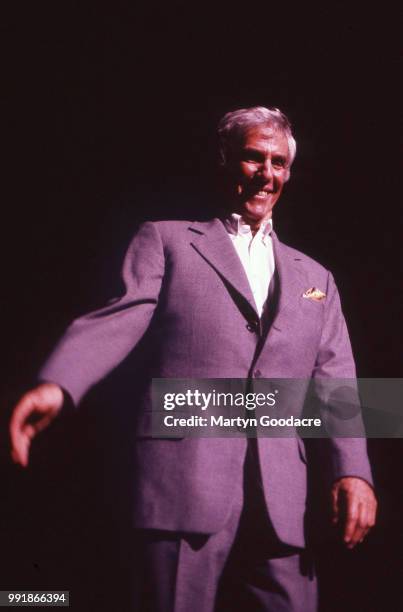 American composer, songwriter, record producer, pianist, and singer Burt Bacharach performs on stage at the Royal Festival Hall, London, 1998.