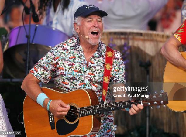 Multi-platinum selling music legend Jimmy Buffett performs with the Broadway cast of the new musical ESCAPE TO MARGARITAVILLE at the 2018 A Capitol...