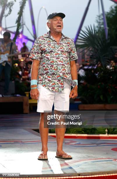 Multi-platinum selling music legend Jimmy Buffett onstage at the 2018 A Capitol Fourth at the U.S. Capitol, West Lawn on July 4, 2018 in Washington,...