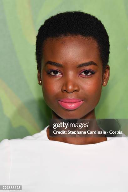 Model Maria Borges attends the amfAR Paris Dinner 2018 at The Peninsula Hotel on July 4, 2018 in Paris, France.