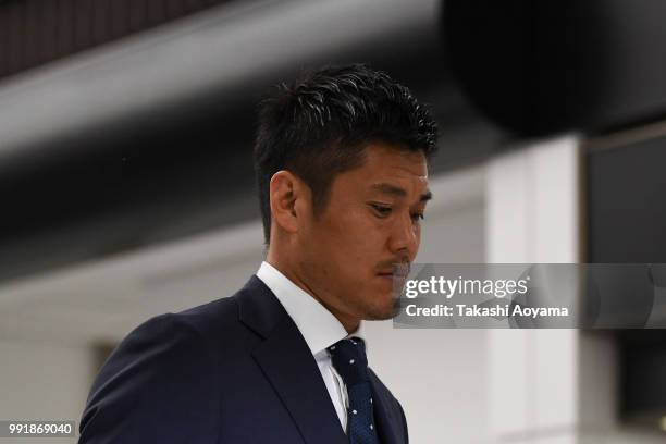 Eiji Kawashima is seen on arrival at Narita International Airport on July 5, 2018 in Narita, Narita, Japan.