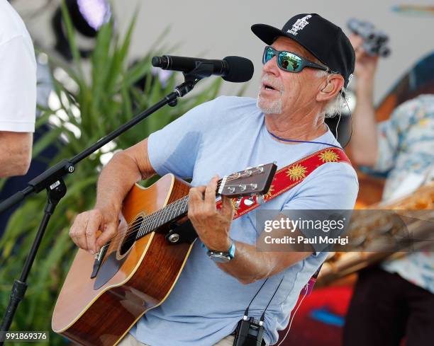 Multi-platinum selling music legend Jimmy Buffett rehearses before the show at the 2018 A Capitol Fourth at the U.S. Capitol, West Lawn on July 4,...