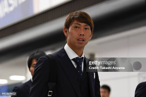 Masaaki Higashiguchi is seen on arrival at Narita International Airport on July 5, 2018 in Narita, Narita, Japan.