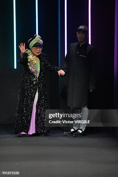Fashion designer Yumi Katsura walks the runway during the Yumi Katsura Haute Couture Fall Winter 2018/2019 fashion show as part of Paris Fashion Week...