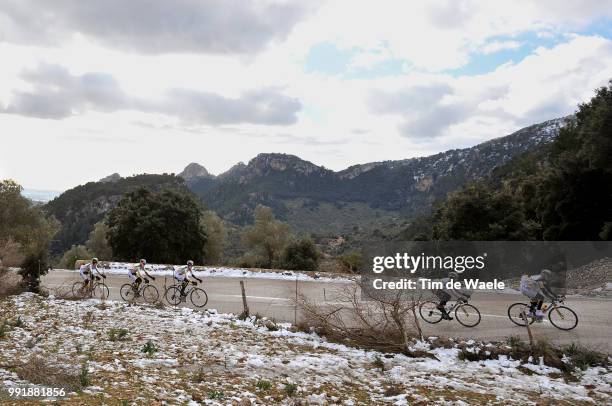 Team Htc Columbia Training Camp 2010Illustration Illustratie, Landscape Paysage Landschap, Mountain Montagne Bergen Soller, Peleton Peloton, Snow...