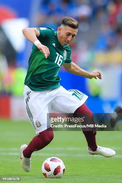Hector Herrera of Mexico during the 2018 FIFA World Cup Russia Round of 16 match between Brazil and Mexico at Samara Arena on July 2, 2018 in Samara,...
