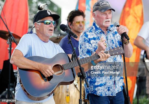 Multi-platinum selling music legend Jimmy Buffett rehearses with Mike Love from The Beach Boys at the 2018 A Capitol Fourth at the U.S. Capitol, West...