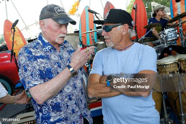 Mike Love from The Beach Boys talks with Jimmy Buffett at the 2018 A Capitol Fourth at the U.S. Capitol, West Lawn on July 4, 2018 in Washington, DC.