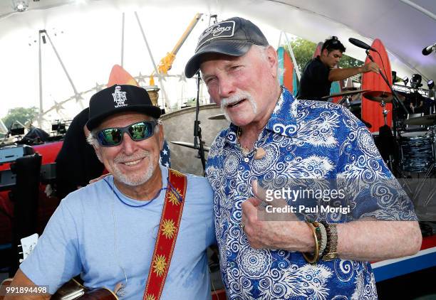 Multi-platinum selling music legend Jimmy Buffett and Mike Love from The Beach Boys pose for a photo at the 2018 A Capitol Fourth at the U.S....
