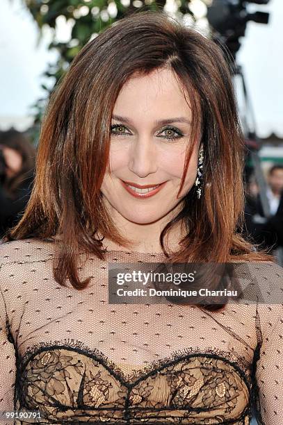 Actress Elsa Zylberstein attends the Premiere of 'On Tour' at the Palais des Festivals during the 63rd Annual International Cannes Film Festival on...