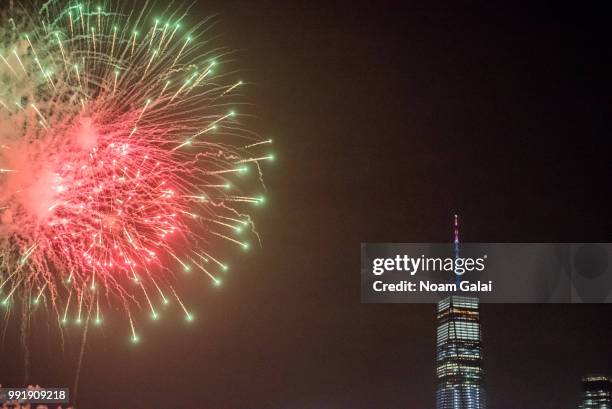 Fireworks are seen at the 5th annual Freedom and Fireworks Festival on July 4, 2018 in Jersey City, New Jersey.