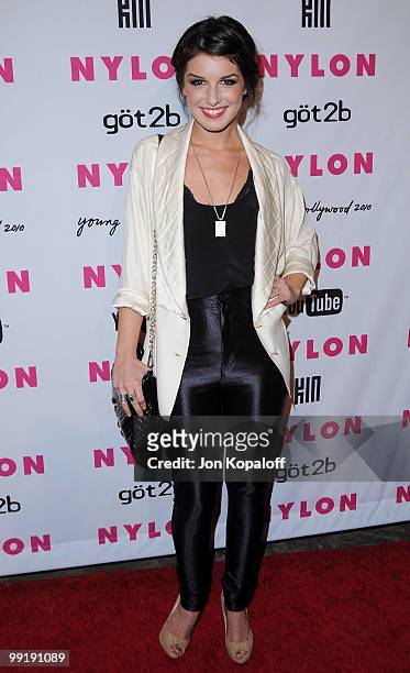 Actress Shenae Grimes arrives at NYLON Magazine's May Issue Young Hollywood Launch Party at The Roosevelt Hotel on May 12, 2010 in Hollywood,...