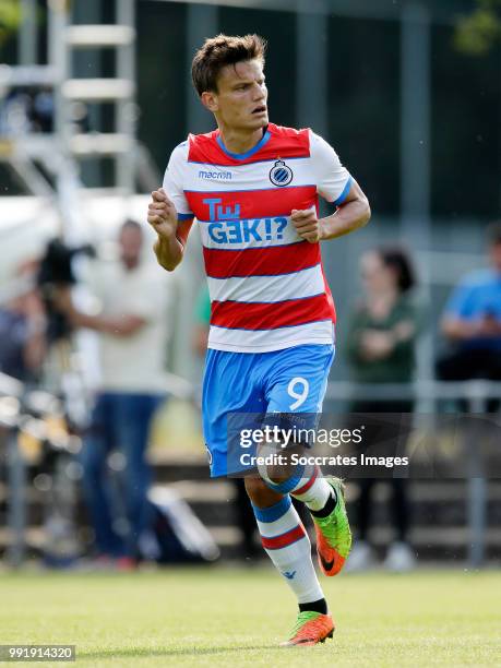 Jelle Vossen of Club Brugge during the Club Friendly match between Club Brugge v Steaua Bucharest at the Sportpark De Westeneng on July 4, 2018 in...