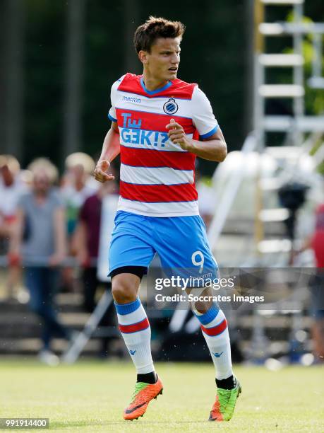 Jelle Vossen of Club Brugge during the Club Friendly match between Club Brugge v Steaua Bucharest at the Sportpark De Westeneng on July 4, 2018 in...