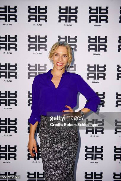 Julia Dietze attends the Riani after show party during the Berlin Fashion Week Spring/Summer 2019 at Grace Hotel Zoo on July 4, 2018 in Berlin,...