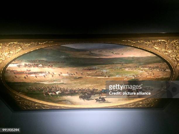 The large-scale painting "Queen Maria Christina Reviewing the Troops" by the painter Maria Fortuny at the Prado Museum in Madrid, Spain, 17 November...