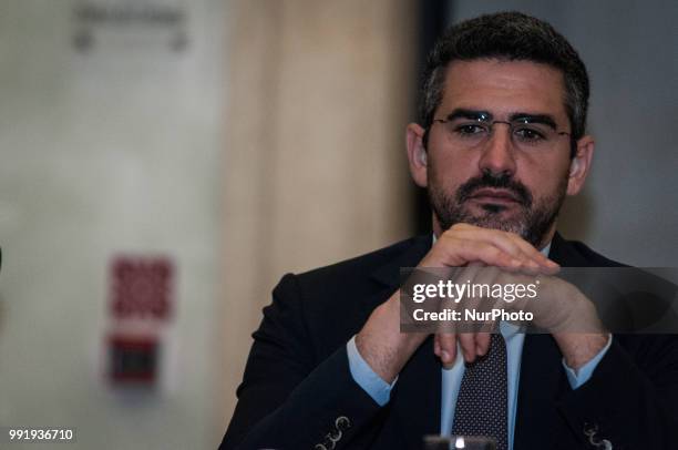 Riccardo Fraccaro during the press conference for the presentation of &quot;Global Forum on Modern Direct Democracy 2018&quot;, in Rome, Italy, on...