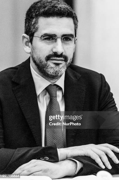 Riccardo Fraccaro during the press conference for the presentation of &quot;Global Forum on Modern Direct Democracy 2018&quot;, in Rome, Italy, on...