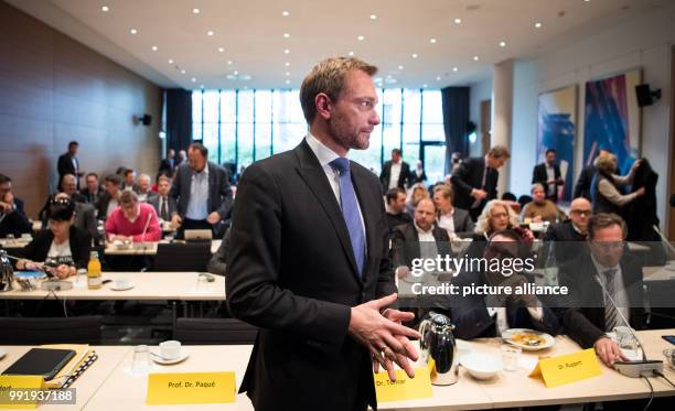Leader of the liberal Free Democratic Party of Germany Christian Lindner arrives to the FDP Presidium meeting after the failure of 'Jamaica'...