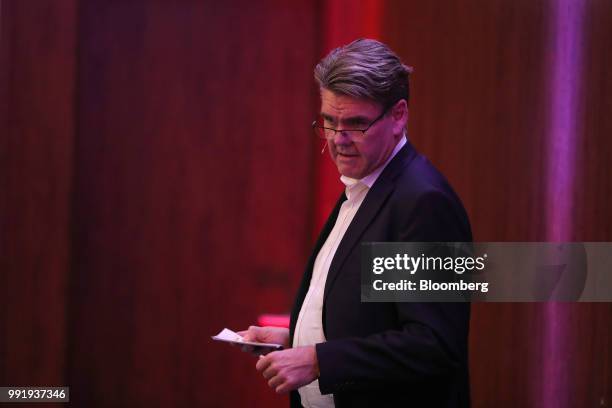 Joachim Drees, chief executive officer of MAN SE, speaks during the company's automotive technology presentation in Berlin, Germany, on Wednesday,...