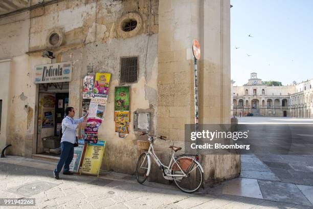 Newsagent opens his shop in Lecce, Italy, on Tuesday, May 22, 2018. The Trans-Adriatic Pipeline, known as TAP, is a a 4.5 billion-euro natural gas...