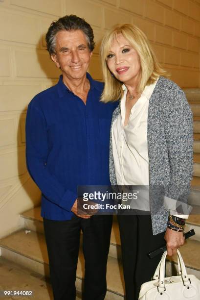 Amanda Lear and Jack Lang attend the Jean-Paul Gaultier Haute Couture Fall Winter 2018/2019 show as part of Paris Fashion Week on July 4, 2018 in...