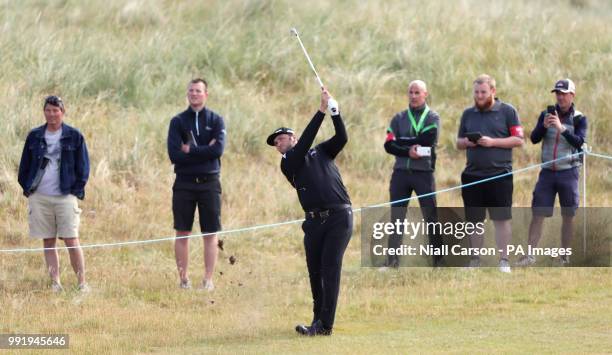 Spain's Jon Rahm on the fifteenth fairway during day one of the Dubai Duty Free Irish Open at Ballyliffin Golf Club.