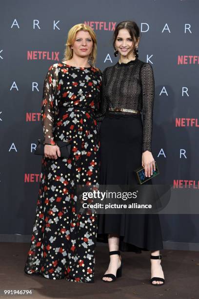 Actresses Maja Schöne and Jördis Triebell arrive at the Europe Premiere of Netflix series 'Dark' in Berlin, Germany, 20 November 2017. Photo:...