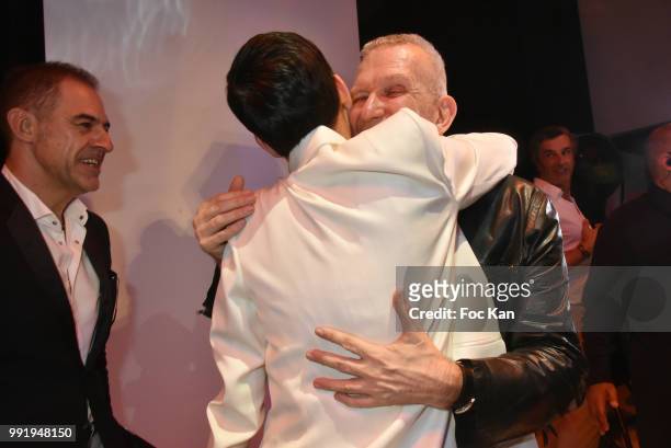 Cristina Cordula and Jean-Paul Gaultier attend the Jean-Paul Gaultier Haute Couture Fall Winter 2018/2019 show as part of Paris Fashion Week on July...