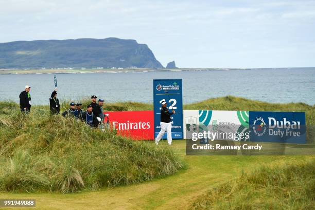 Donegal , Ireland - 5 July 2018; Kiradech Aphibarnrat of Thailand tees off on the 12th during Day One of the Irish Open Golf Championship at...