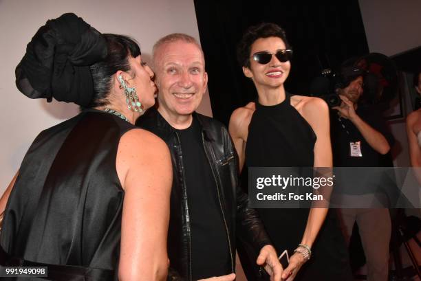 Rossy de Palma, Jean-Paul Gaultier and Farida Khelfa attend the Jean-Paul Gaultier Haute Couture Fall Winter 2018/2019 show as part of Paris Fashion...