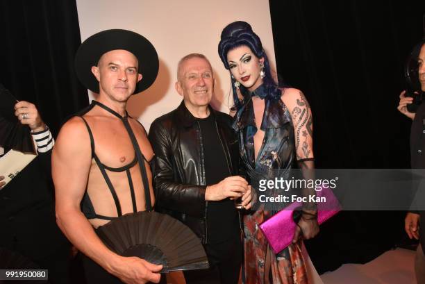 Jean Paul Gaultier and dancers from his Freak Show attend the Jean-Paul Gaultier Haute Couture Fall Winter 2018/2019 show as part of Paris Fashion...