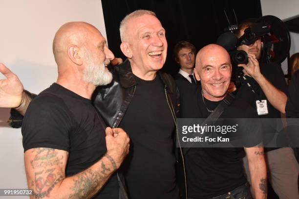 Gilles Blanchard, Jean Paul Gaultier and Pierre Commoy attend the Jean-Paul Gaultier Haute Couture Fall Winter 2018/2019 show as part of Paris...