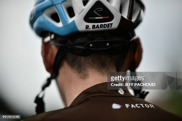France's Romain Bardet prepares to depart for a training session on July 5, 2018 in Mouilleron-le-Captif, western France, two days prior to the start...