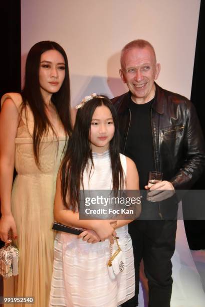 Chinese actress Tian Hairong, her daughter and Jean-Paul Gaultier attend the Jean-Paul Gaultier Haute Couture Fall Winter 2018/2019 show as part of...