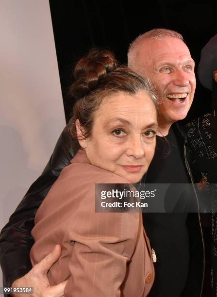 Catherine Ringer and Jean Paul Gaultier attend the Jean-Paul Gaultier Haute Couture Fall Winter 2018/2019 show as part of Paris Fashion Week on July...