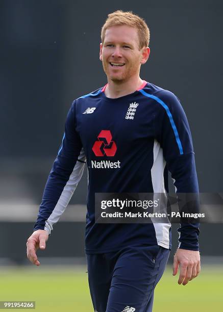 England Captain Eoin Morgan during a nets session at The SSE SWALEC, Cardiff.